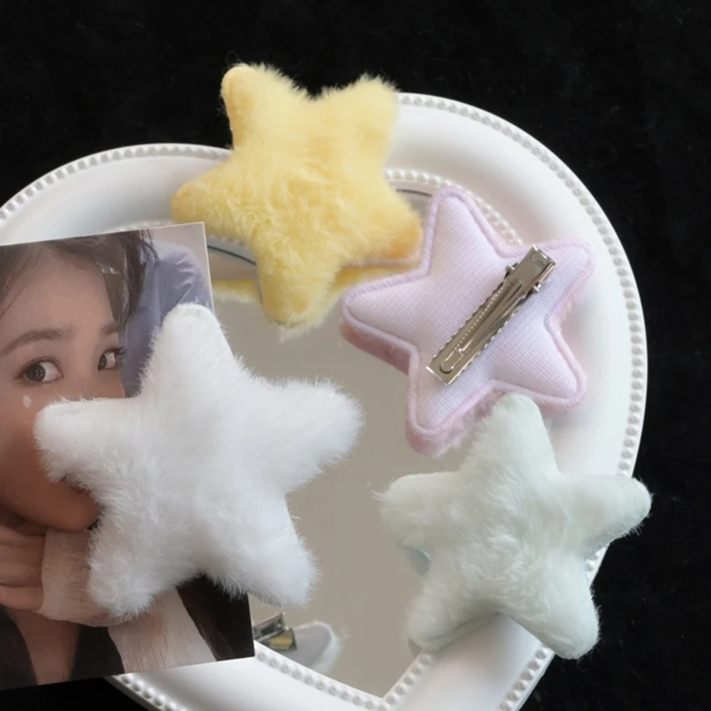 Cute Bangs Clip Hairpin Y2K Ornaments Headdress Hair Accessories Plush Star Y2K-Style Star Mini Star Hairpin