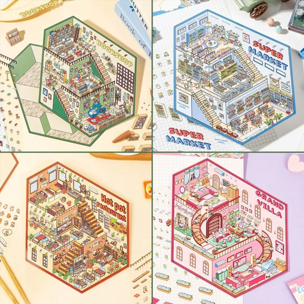 

Супер большая 3D наклейка с пейзажем, укладка, 3D стереоскопический эффект, наклейка сцены кабины, сделай сам, миниатюры, наклейки сцены