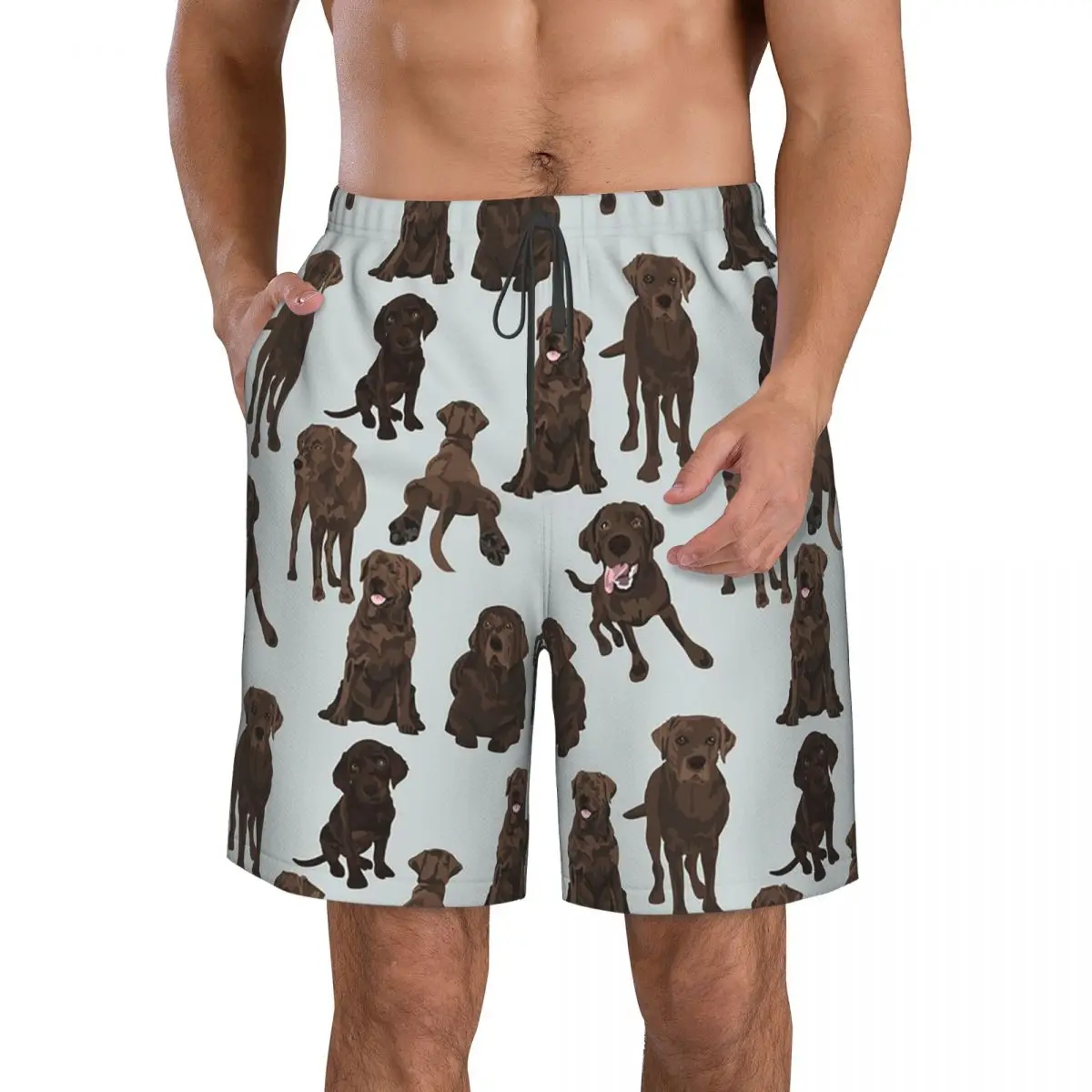 Chocolate Labrador Trunks Beach Board Shorts Casual Quick Dry Swim Summer Men Pants