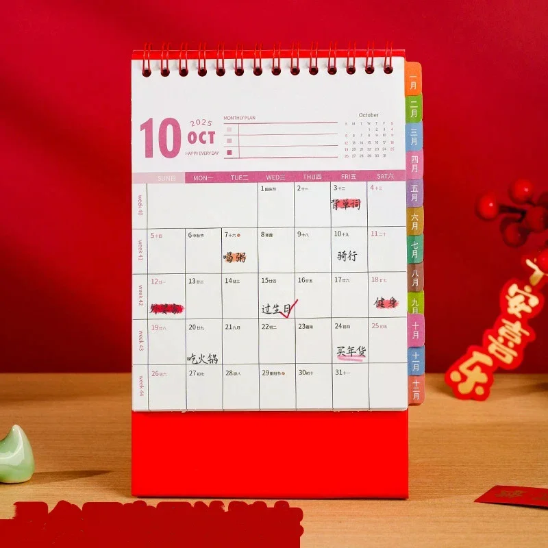 

Chinese Style 2026 Desk Calendar Coil Binding Horse Horse Year Calendar Cartoon Month Date Display Monthly Planner