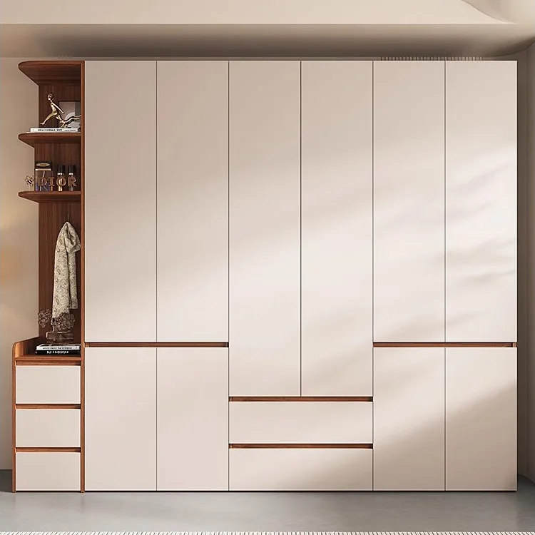 Durable one door to top wardrobe modern simple solid wood multi-layer board finished storage skin feeling three or four large
