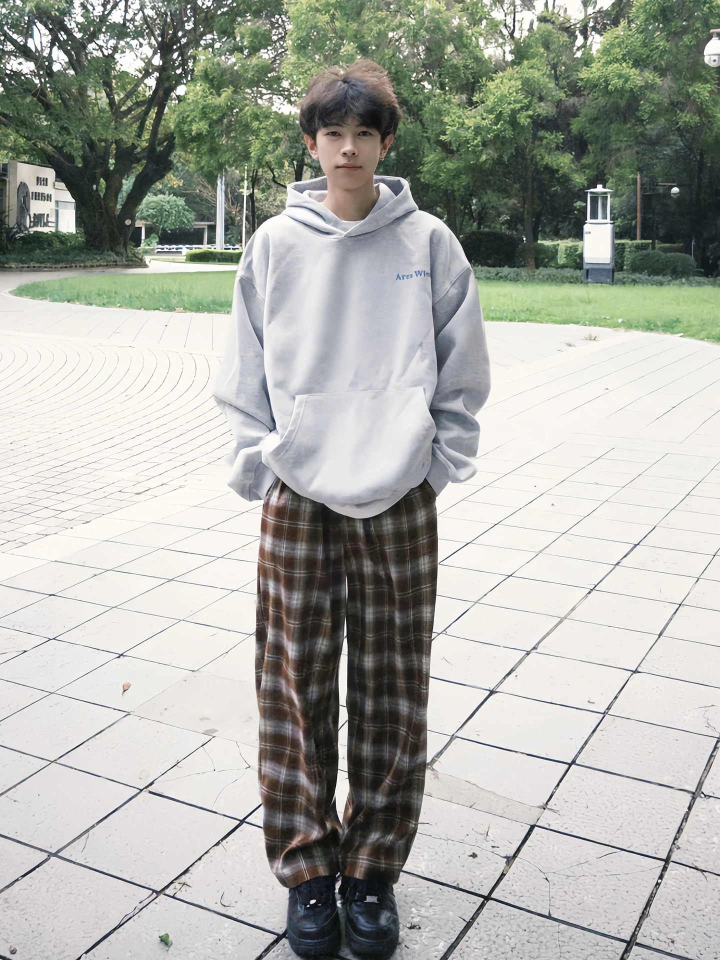 

Мужские прямые брюки в клетку в американском ретро-стиле, осенняя повседневная одежда, брюки с низкой талией, удобные свободные джинсы