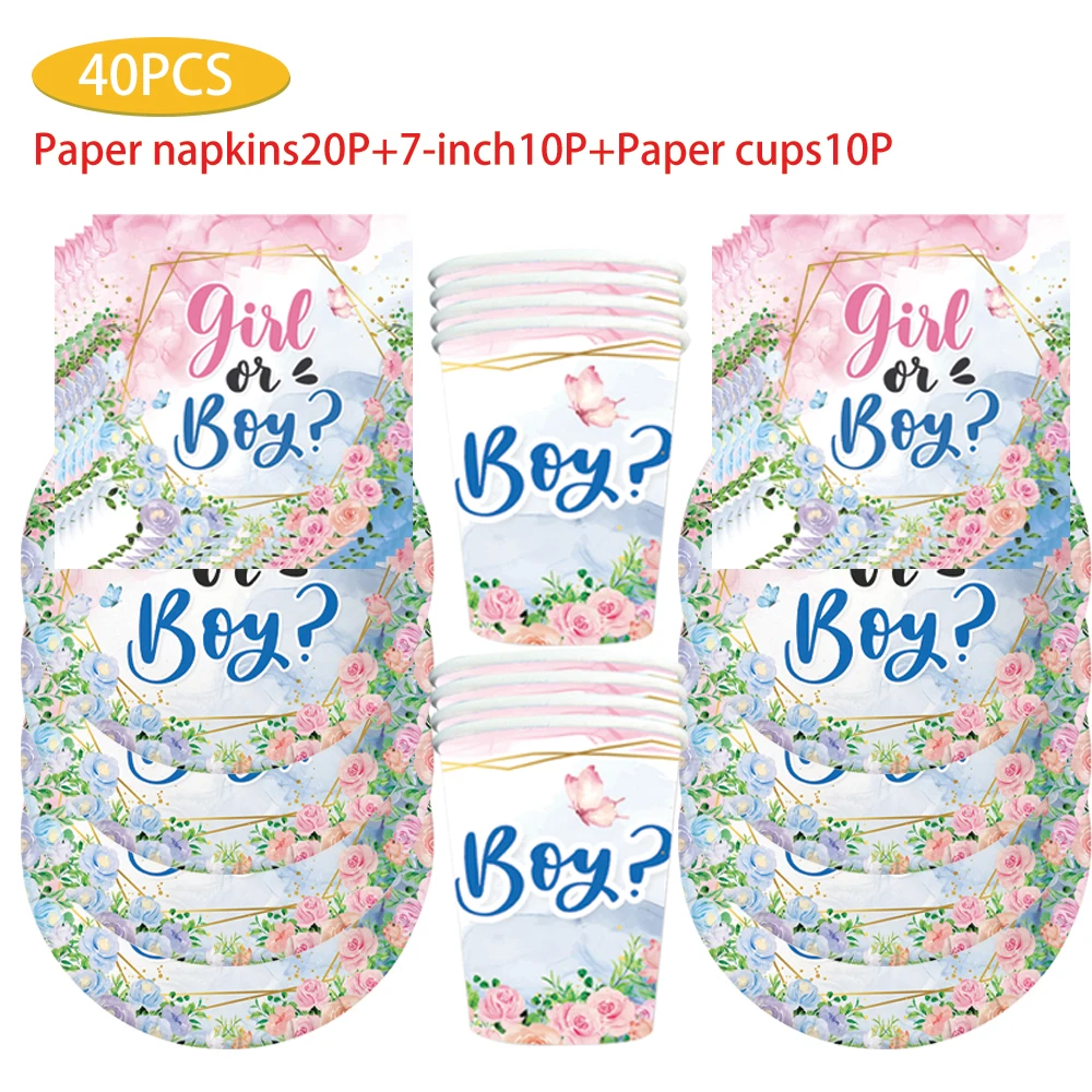 

Gender-themed party items Disposable plates Paper towels Paper cups tablecloths fork sets tableware decoration