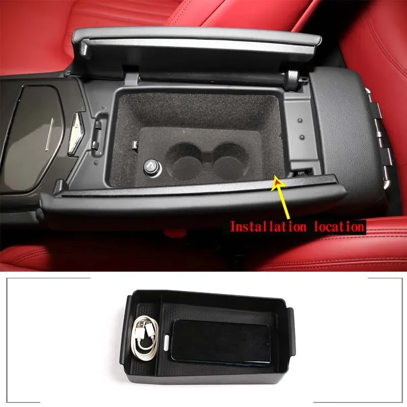 For Maserati Ghibli/Levante/Quattroporte 2013-2022 ABS black car armrest storage box sticker car interior decoration accessories