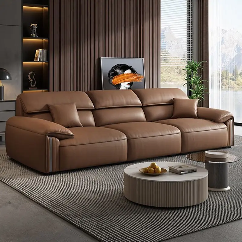 

Italian minimalist leather sofa modern minimalist sofa small apartment living room small scalper leather sofa elephant ear sand