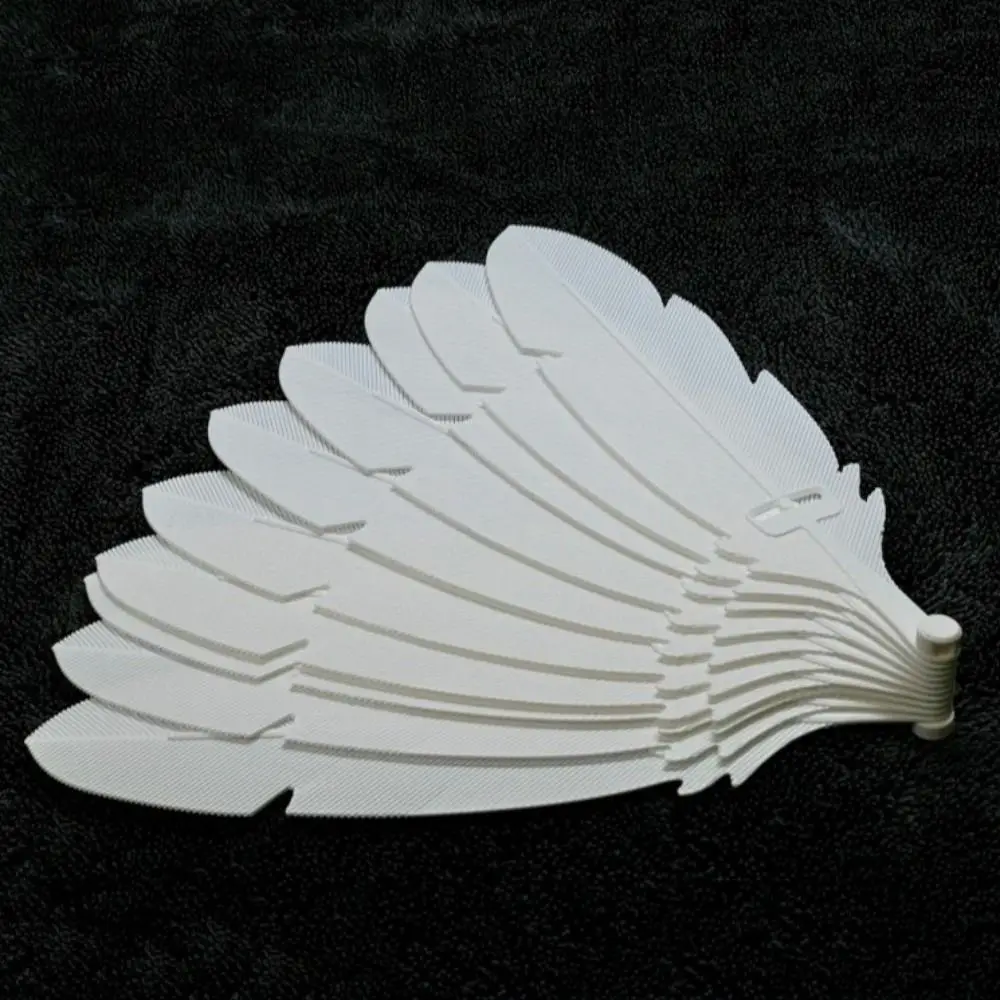 3D Printed Realistic Feather Folding Fan Creative Portable Summer Cooling Fan Solid Color Handmade Art Handheld Feather Fan