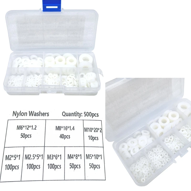 Set of Nylon Flat Pads Nylon Flat Washer Assortment with Box for Furniture Hardware in Home Renovations DropShipping