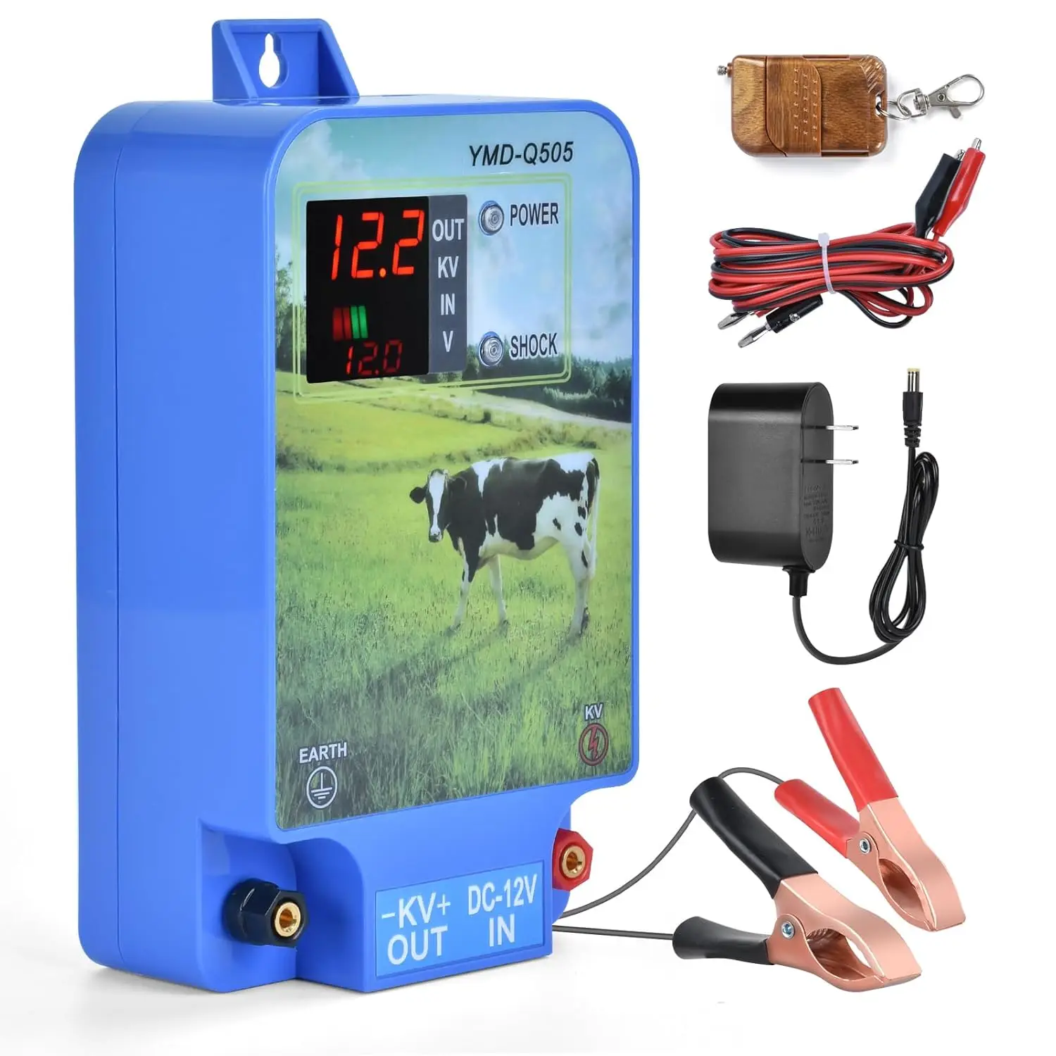 10km Electronic Fence Charger LCD Display Electric Fence Energizer for Livestock Farm Sheep Cattle Horse Poultry Fence Tool