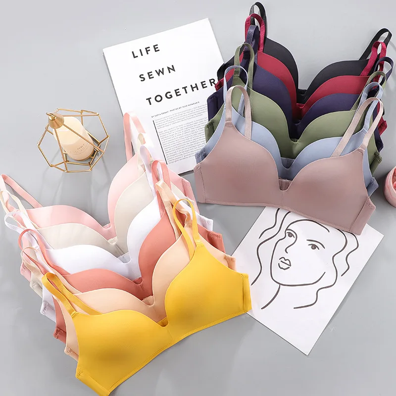 Sutiã Push Up sem costura para mulheres, sem fio, sutiãs finos respiráveis, lingerie feminina, roupa interior sexy, estudantes e meninas