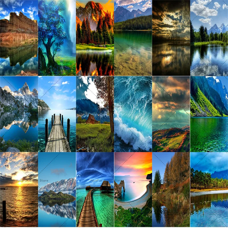 

Custom Nuture Landscape 3d Door Sticker PVC Wallpaper Home Decor Entrance Waterproof Self Adhesive Door Sticker