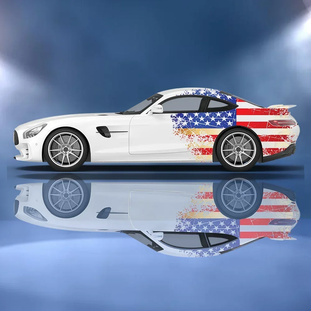 

American Flag Lines Car Vinyl Wraps Decal Self-adhesive PVC Sticker Suitable for Trucks SUV Decoration Auto Accessories Gift
