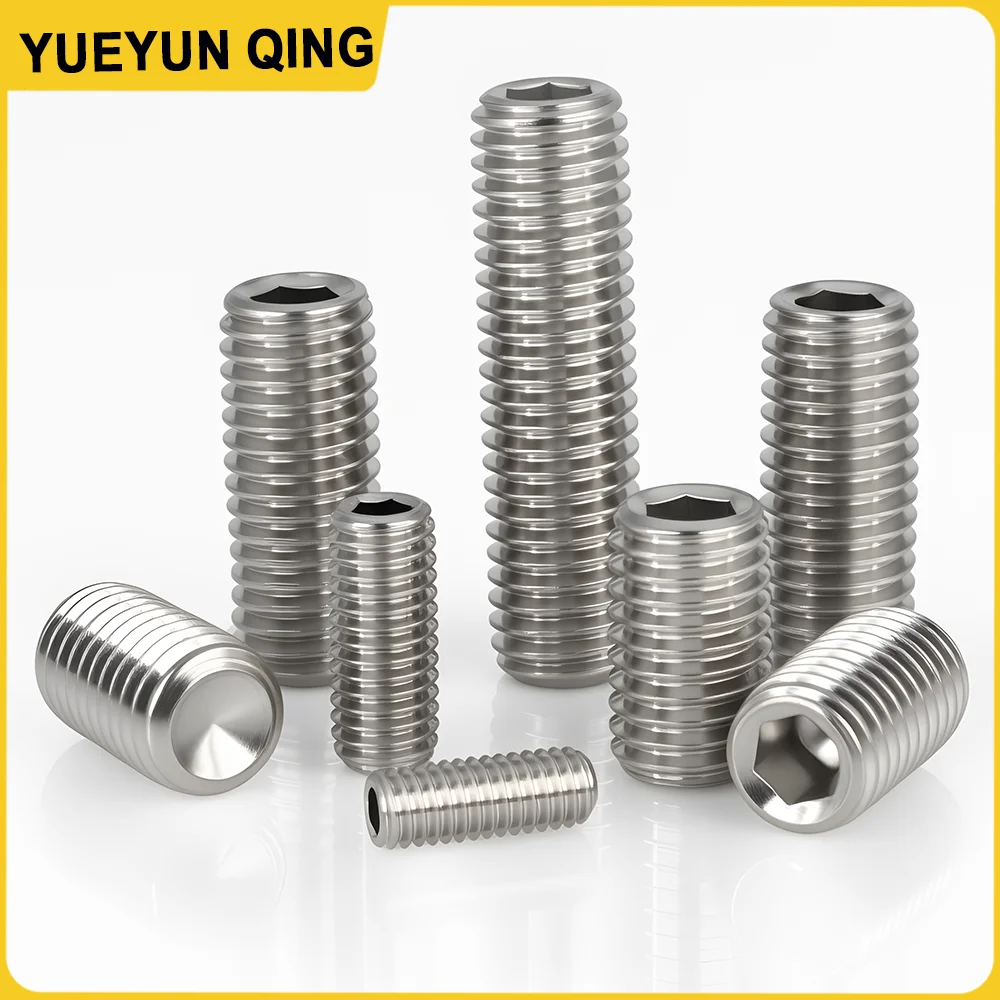 10/40/70/100pcs 304 Stainless Steel Grub Screw Bolt M1.6 M2 M2.5 M3 M4 M5 M6 M8 M10 Allen Hex Socket Cup Point Set Screws