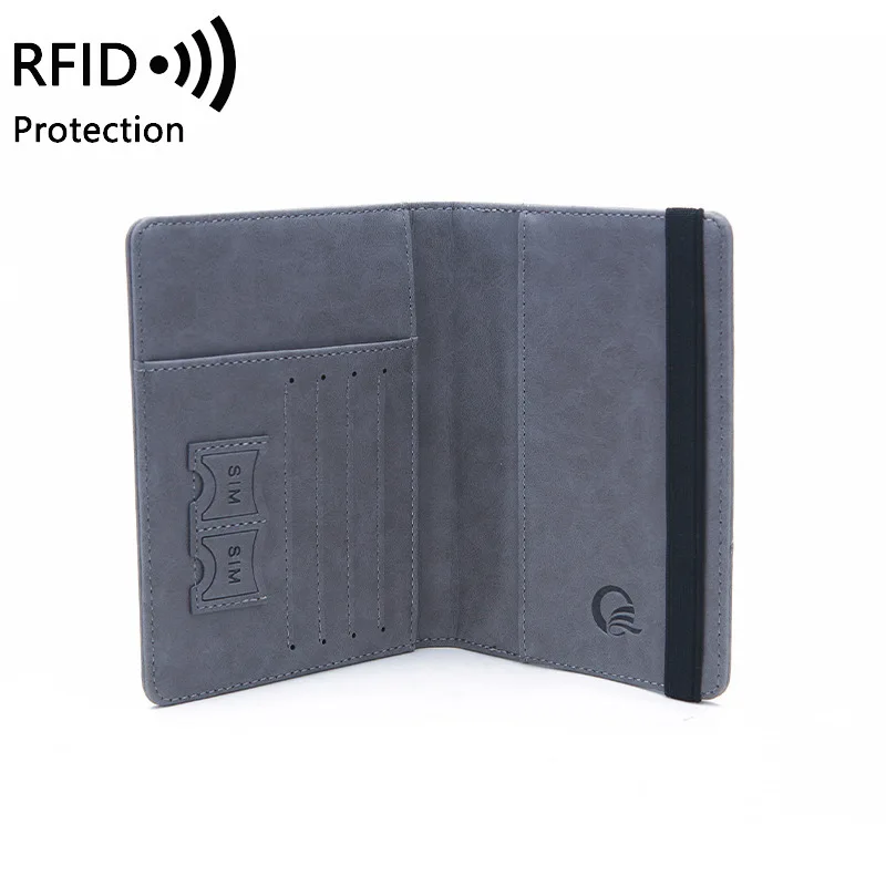 Couverture de passeport en cuir à bande élastique, blocage RFID pour cartes, porte-passeport de voyage, portefeuille, étui organisateur de documents pour hommes et femmes