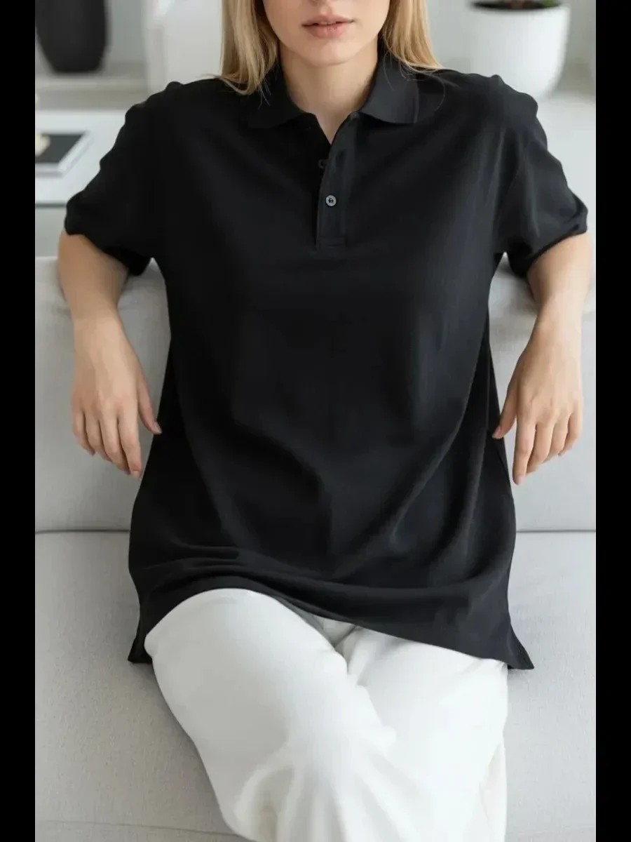 Sommerliche Trend-Poloshirts für Damen, lässiger Stil, atmungsaktive Golfshirts für Herren, Unisex-Streetwear, Oversize-weißes Oberteil – Detail 8