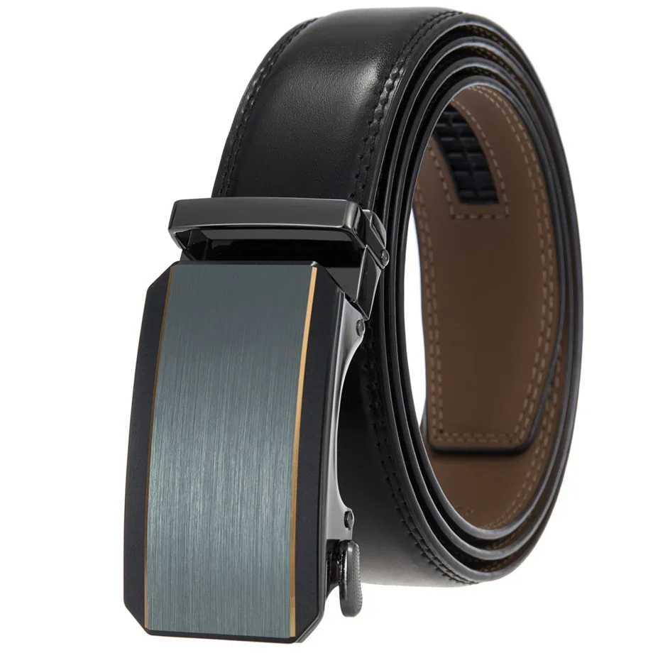 Plyesxale Brand 3.5cm Width Mens Genuine Leather Belts Fashion Automatic Buckle Belt For Men Designer Ceinture Homme Kemer B1038