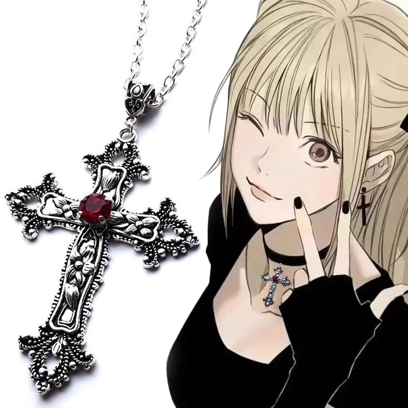 Y2K Spicy Girls Gothic Lolita Cross Pendant Necklace Punk Women Sweet Cool Double Layer Beaded Chain Choker Jewelry Accessories