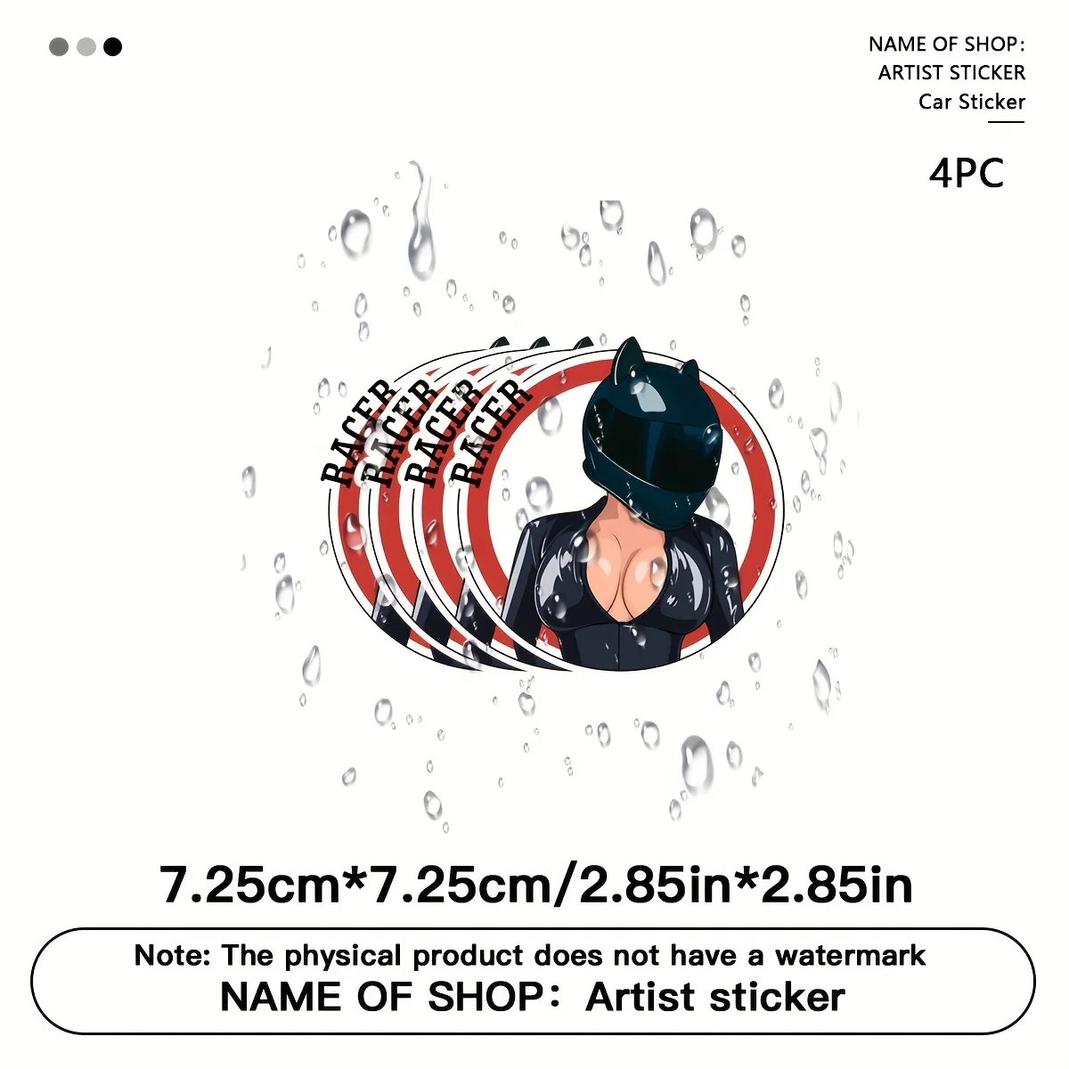 4PCS/SET Trendy RACER Vinyl Decal - Feminine Edgy Aesthetic for Motorcycle Helmets/Laptop/Phone/Water Bottle