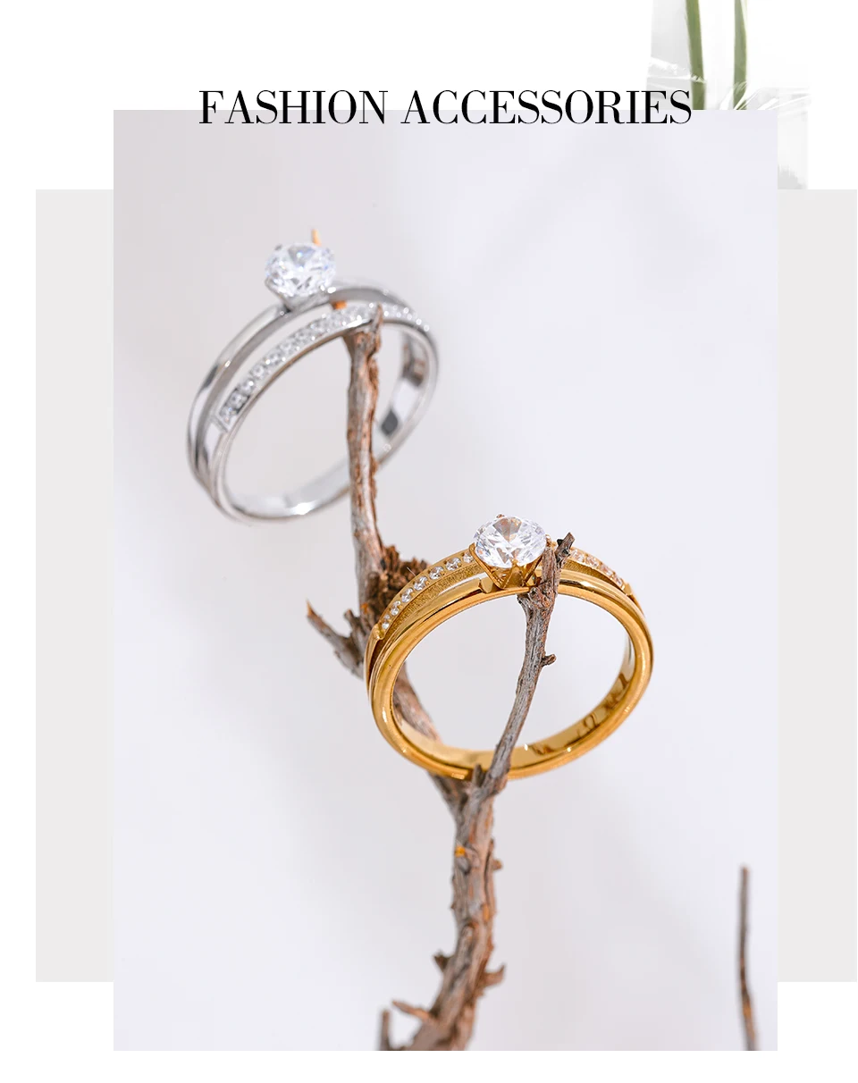 Yhpup Zarter, glänzender Zirkonia-Edelstahl, doppellagig, klassischer Ring, hochwertiges Geschenk für Frauen, exquisiter romantischer Schmuck – Detail 10