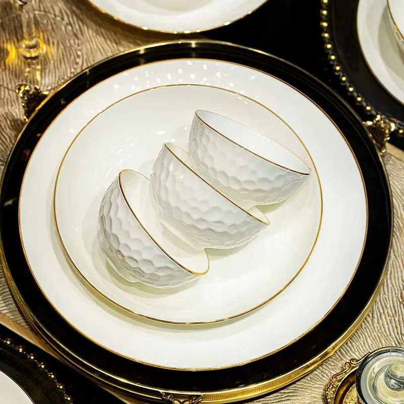 Chinese premium ins household dishes set high value Phnom Penh bone china tableware set full set combination