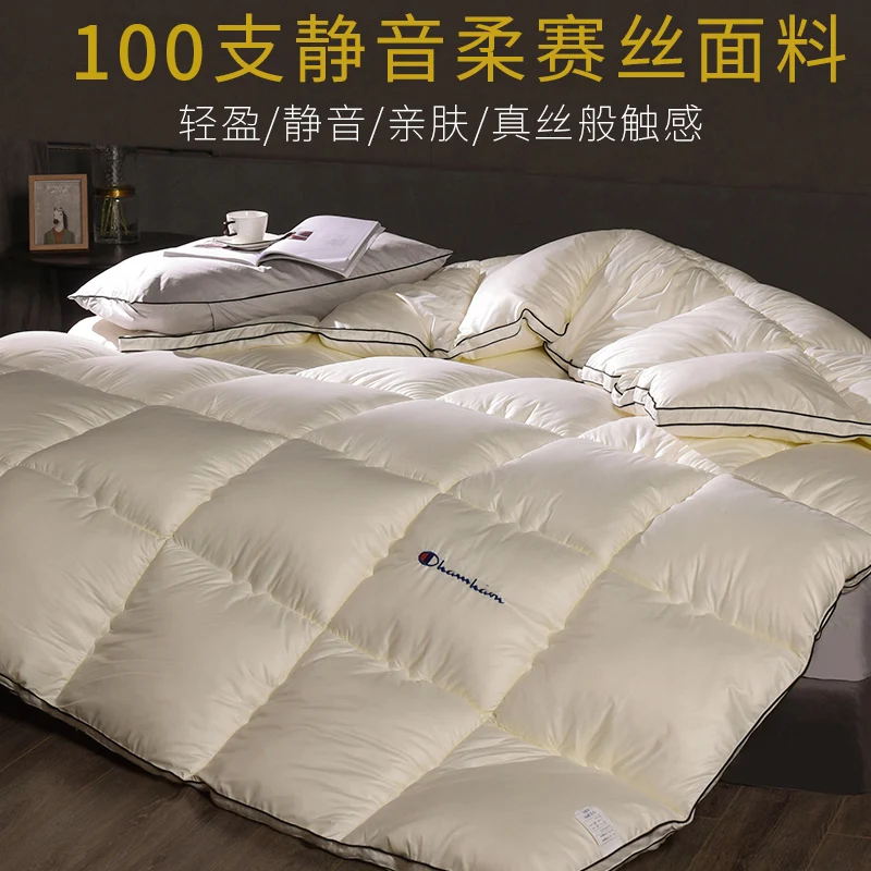 Soft silk fabric quilt spring autumn quilt winter warm comforter student dormitory single double space silk cotton quilt core