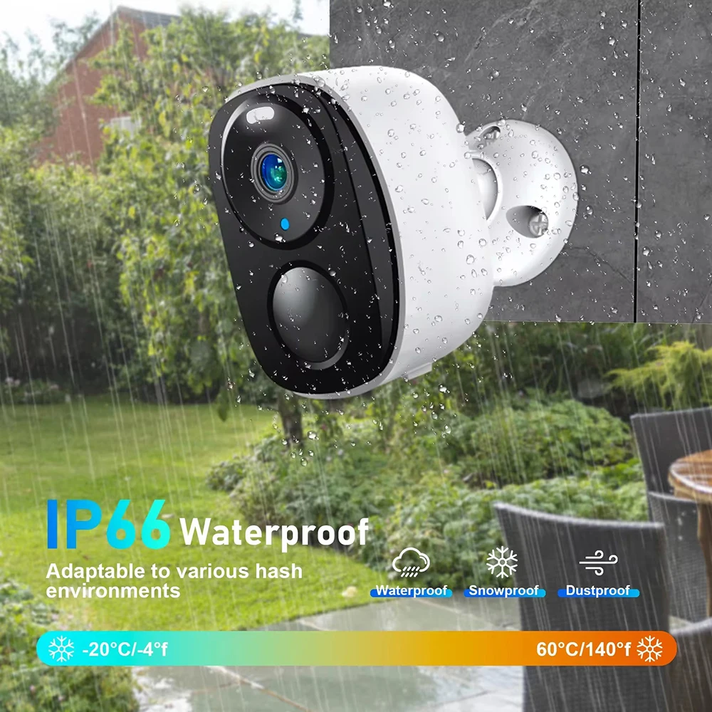 Security Cameras Wireless Outdoor 2K 5MP Battery Powered WiFi Security Camera with Alarm 2-Way Audio Waterproof Surveillance