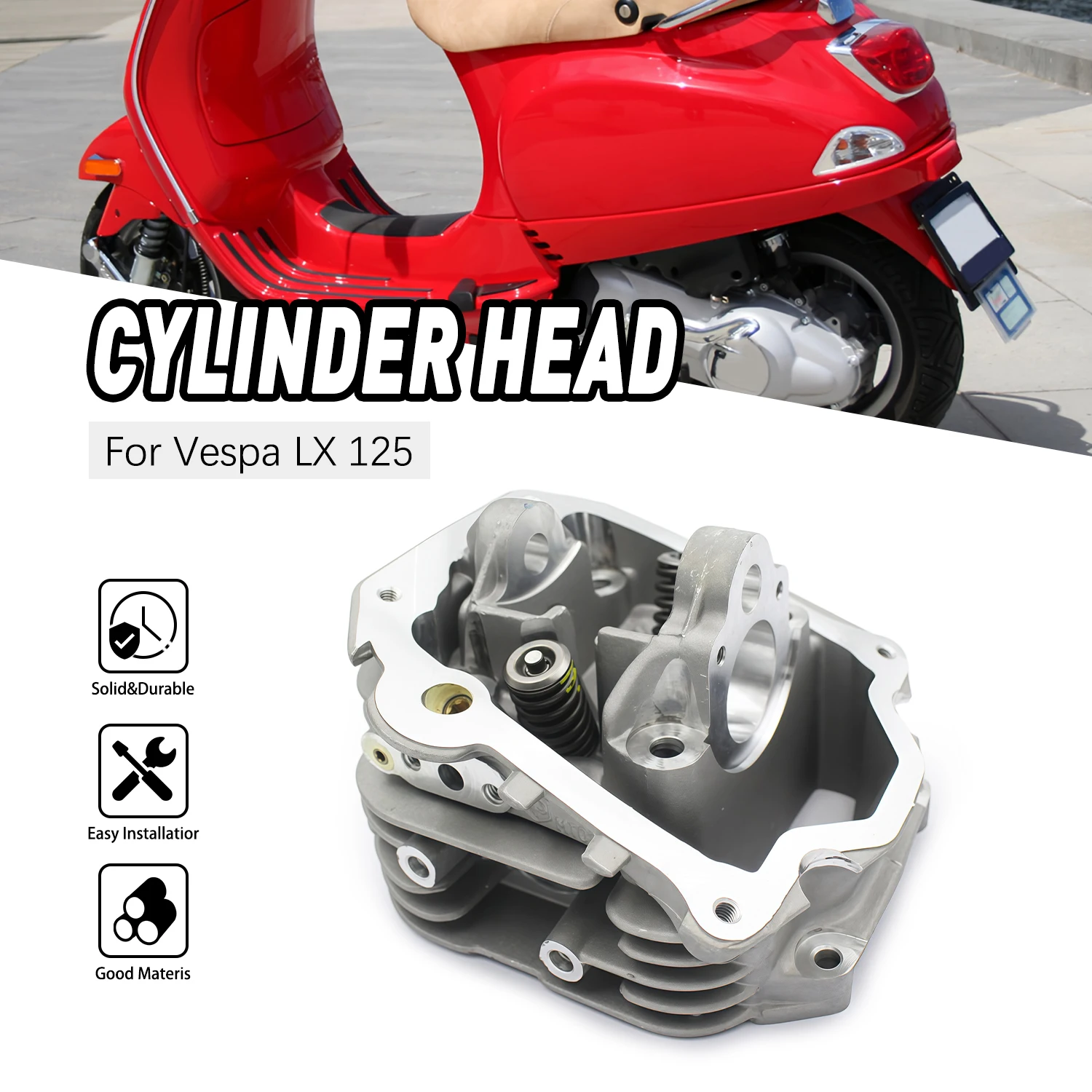 High Quality accessories moto For Vespa LX125 2005 2006 2007 2008 2009 i.e 2010-2013 Touring 82777R Scooter Engine Cylinder Head