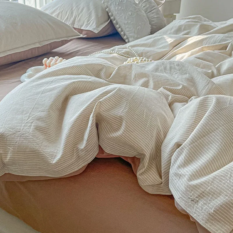 

Комплект постельного белья с принтом в тонкую полоску, приятный для кожи, комплекты одеял для сна, удобный дышащий комплект пододеяльников