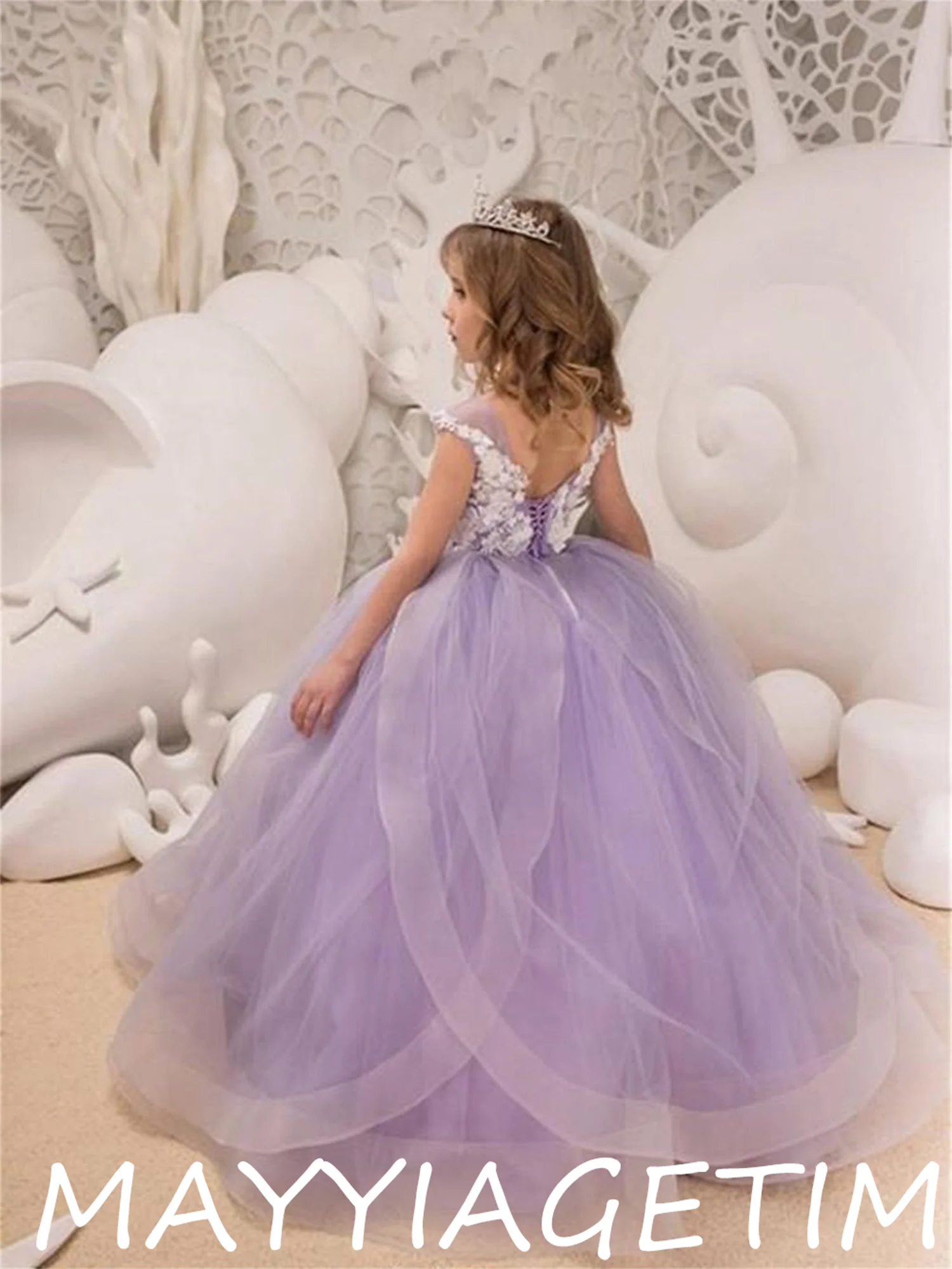 Robe de princesse en dentelle pour filles, tenue de fête d'anniversaire, de mariage, pour enfants de 1 à 14 ans