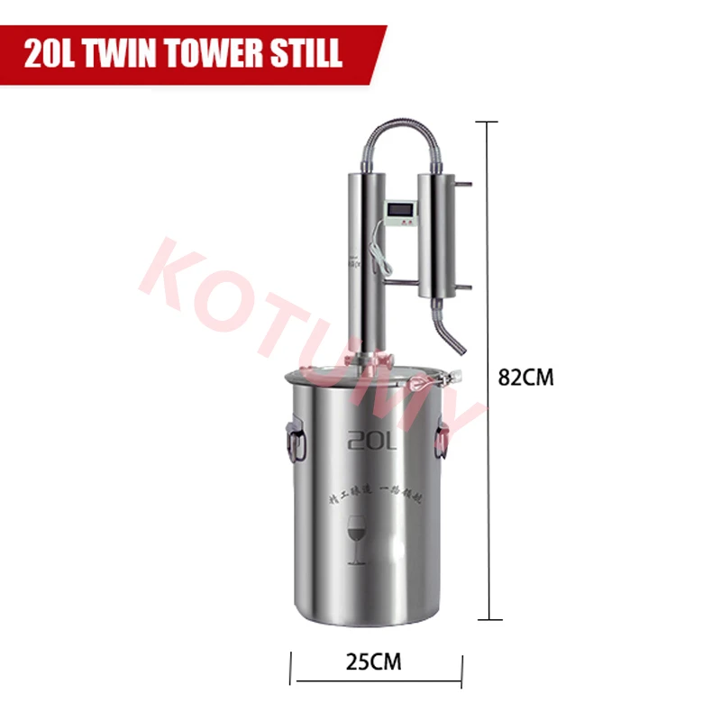 الفولاذ المقاوم للصدأ 20L Moonshine لا يزال الكحول المقطر غلاية نبيذ المنزل المياه النبيذ براندي طقم تخمير الزيت العطري