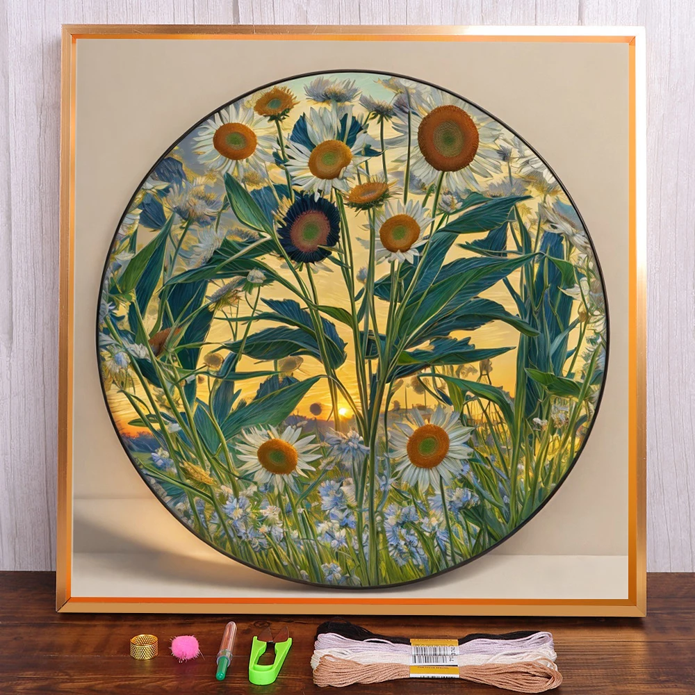 

Flower Chrysanthemum Pre-Printed Cross Stitch Set Embroidery Needlework Handiwork Handmade Sewing Wholesale Room Decor Package