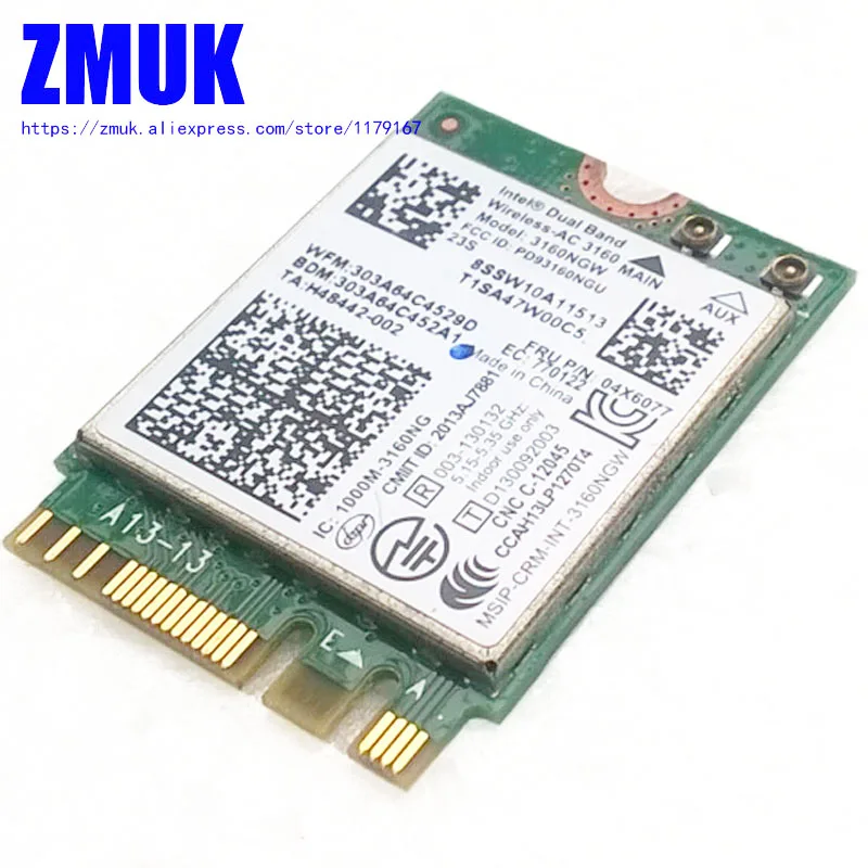 

Inte Dual Band Wireless-AC+BT 4.0 WiFi Card 3160NGW For Lenovo Yoga 3 1170 ,FLEX-3-1470 Series,P/N 04X6077