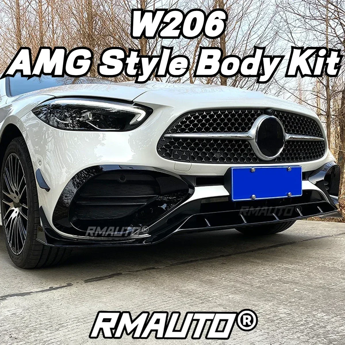 9 pz/set W206 labbro anteriore AMG paraurti anteriore Spoiler Splitter lama diffusore canard grembiule per Mercedes Benz W206 2022 + Kit carrozzeria