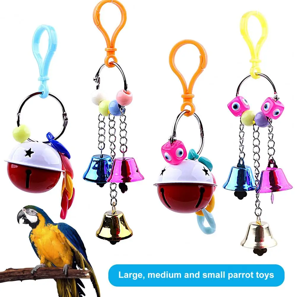 

Bird Toy Bell Round Ring Parrot Toy Bite-Resistant Lanyard Grinding Mouth Crisp Bell Round Ring Parrot Toy for Pet Cage