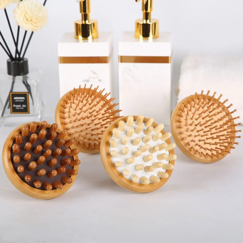 Anti-static Air Cushion Massage Comb Handheld Portable Acupoint Meridian Brush Wood Wide Teeth Bamboo Airbag Hair Comb