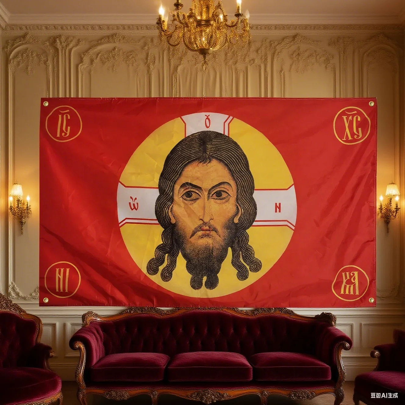 روسيا يسوع العلم المسيح الدين الإيمان الوجه العلم البوليستر راية للديكور