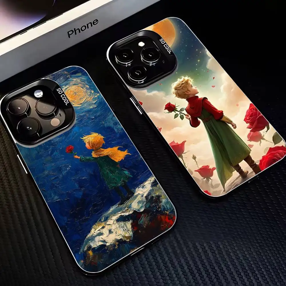 

Oil Painting The Little Prince Phone Case For iPhone17,16,15,14,13,12,11 Plus,Pro Max Black Matte Shockproof Cover