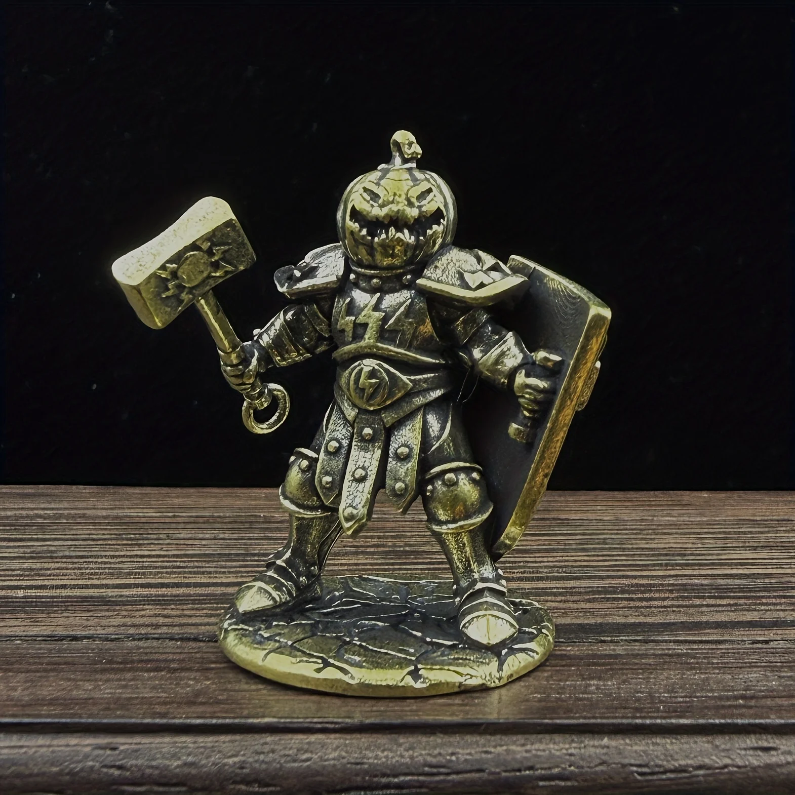 2 pieces of copper interesting statues, pumpkin warrior desktop patron saint, retro art ornaments