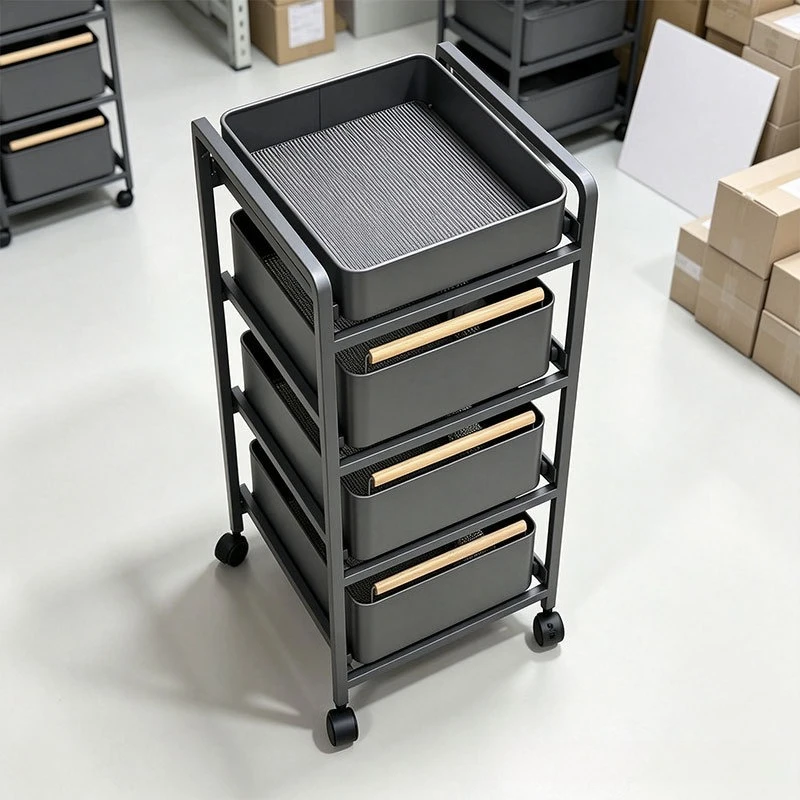 Thickened Carbon Steel Multi-Tier Rolling Storage Rack, Detachable Mobile Trolley Cart for Kitchen Balcony