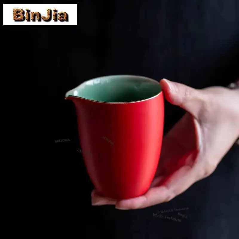 225ml Carminum Blue Porcelain Double Glazed Tea Pitcher Tea Divider Cha Hai Dispenser Justice Cup Fair Mug Teaset Supplies Craft