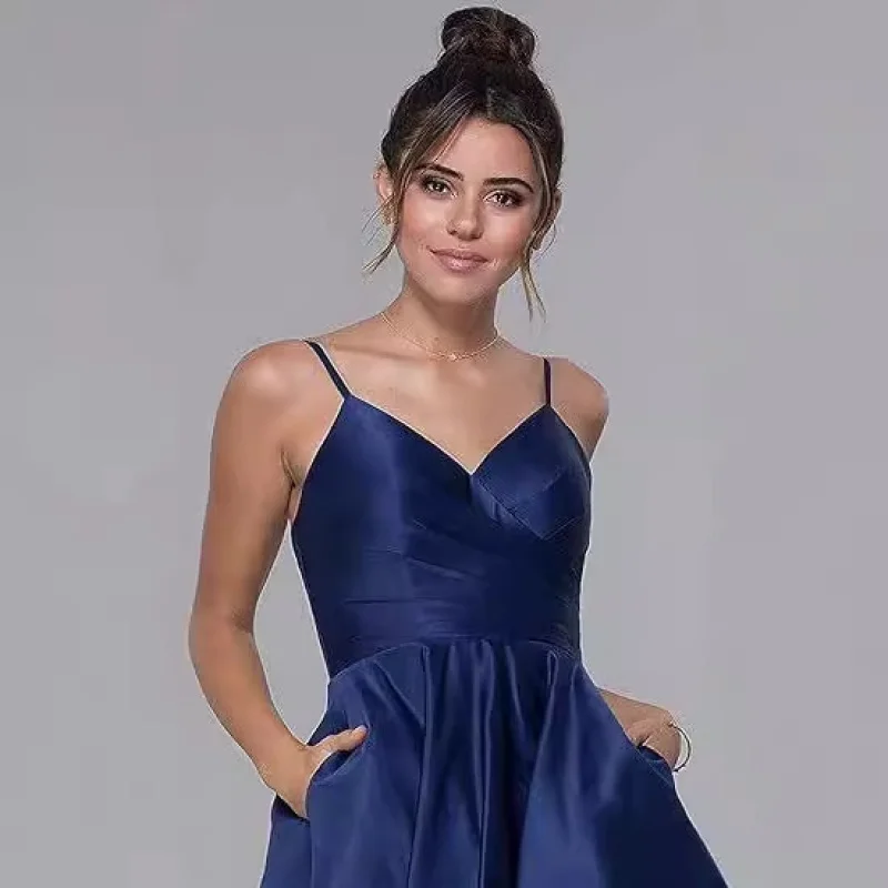 

European and American Style Spaghetti Strap Evening Dress2025New Summer Elegant Dress with Straps Fashionable Slim Fit Formal Dr