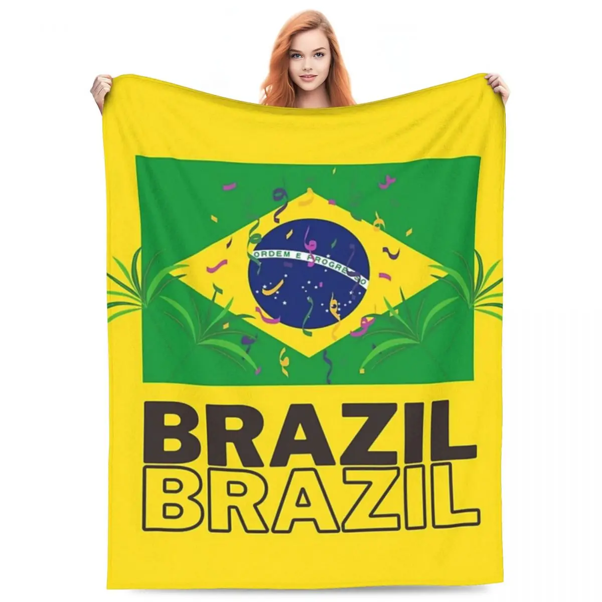 

Brazil National Flag Blanket Fleece Sofa Throw Blanket Portable Throw Blankets for Couch Bedding Travel Throws Bedspread Quilt