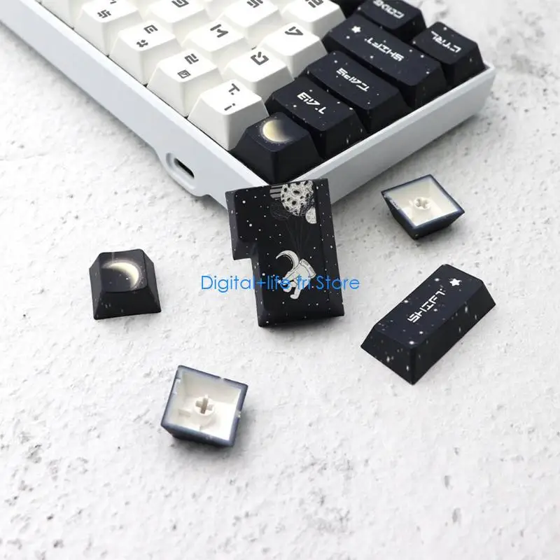 

E06D 81Keys DYE-SUB Keycap Cherry-Profile Outer Space Keycaps For Gaming Mechanical Keyboard Personalized Black White