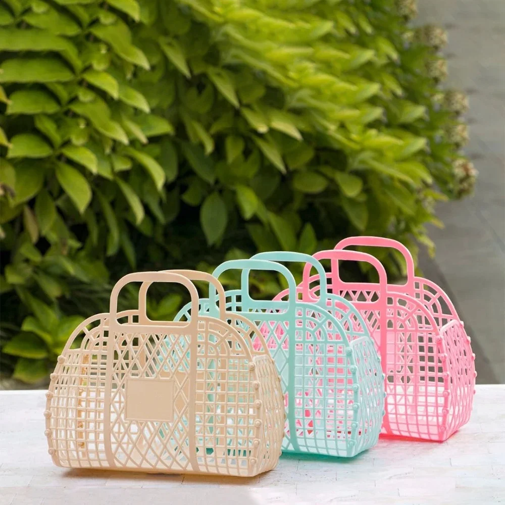 Summer Jelly Bag Hollow Jelly basket Large Capacity Beach Vacation Holiday Handbag Favor Bags Gift for kid girl