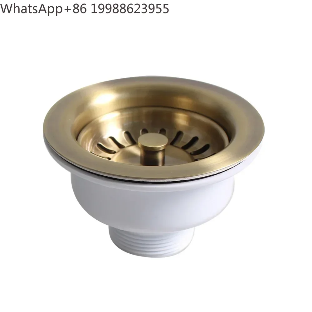 Water Tank 114MM Downcomer Copper Plating Nostalgic Strainer PVD Accessories Drainer With Stopper XK223C044