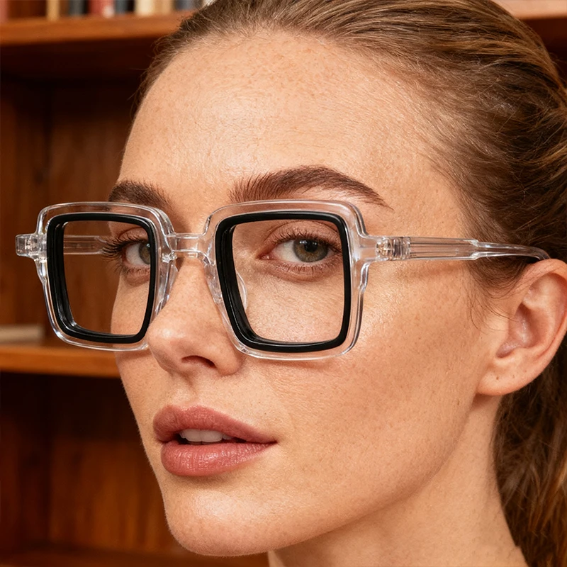 

55308 Винтажная квадратная ацетатная оправа для очков, женская оптическая оправа для очков для близорукости, мужская оправа для очков класса люкс