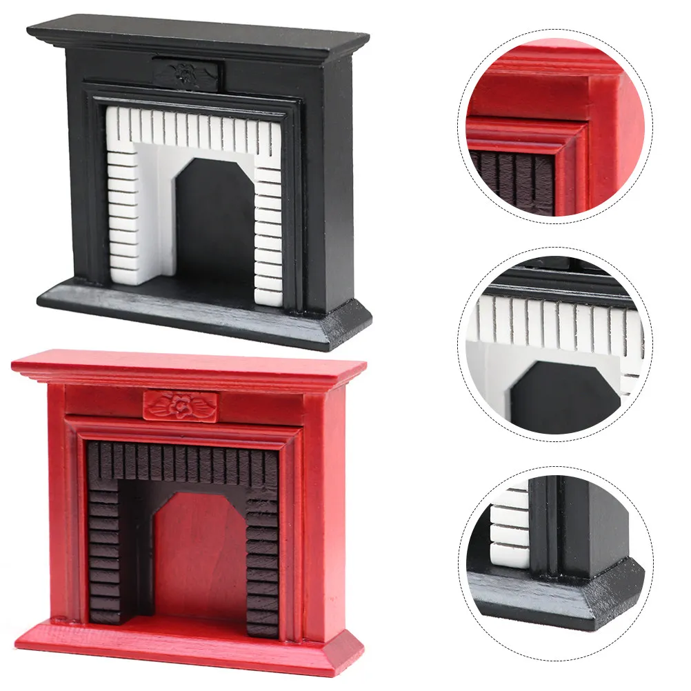 

2Pcs Miniature Fireplace Accessories Mini House Furniture Wood Decoration for Miniature House Scenes and Room Decor