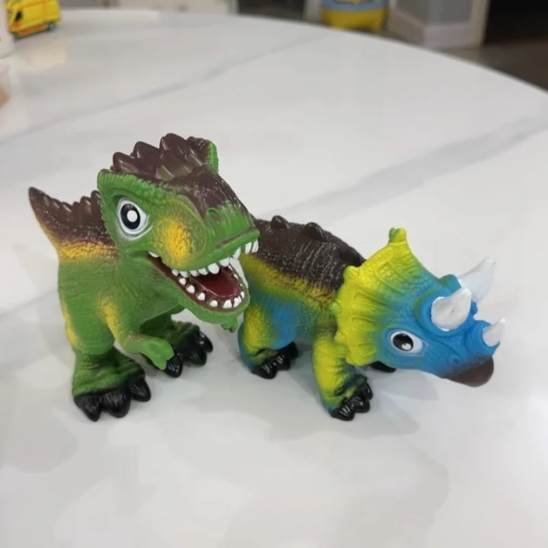 Large Dinosaur Model Soft Rubber Dinosaur Vinyl Cartoon Color Children Toy Press Sound Simulation Drop Resistant Boy Gift