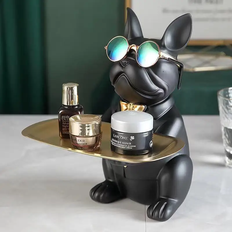 Multi Functional Bulldog Tray Animal Statue Creative Ornament Living Room Bedroom Miscellaneous