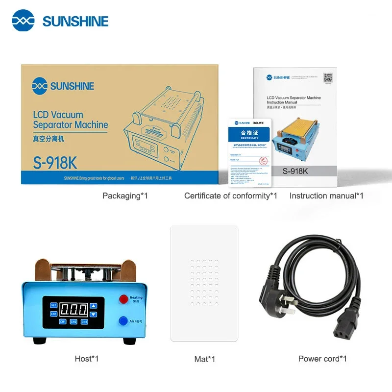 SUNSHINE S-918K 8.5 pollici 110V-220V LCD separatore di vuoto macchina Display del telefono cellulare rimozione del vetro separatore di riparazione