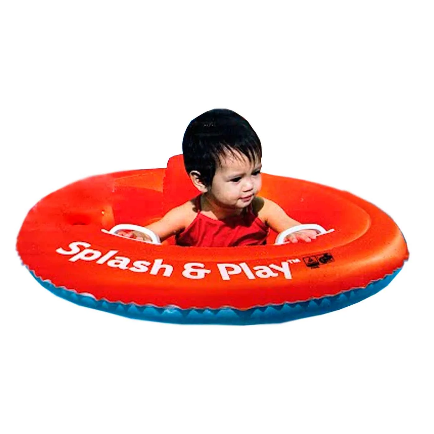 Tradineur children's inflatable float for babies, heavy duty PVC, 2 grip handles, red Color. Diameter 69 cm.